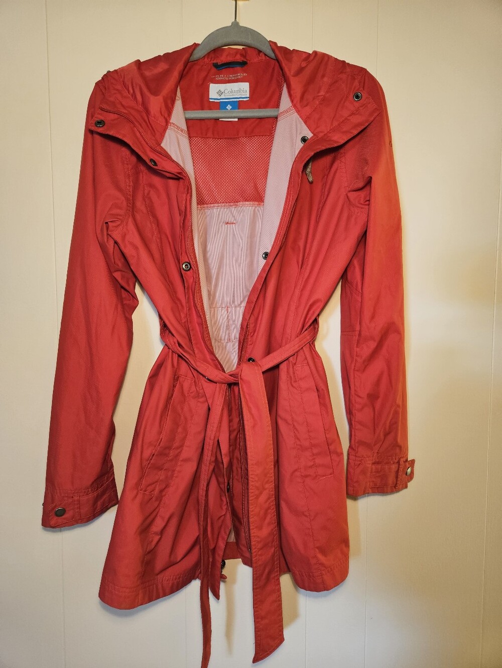 Columbia Red Hooded Trench Coat